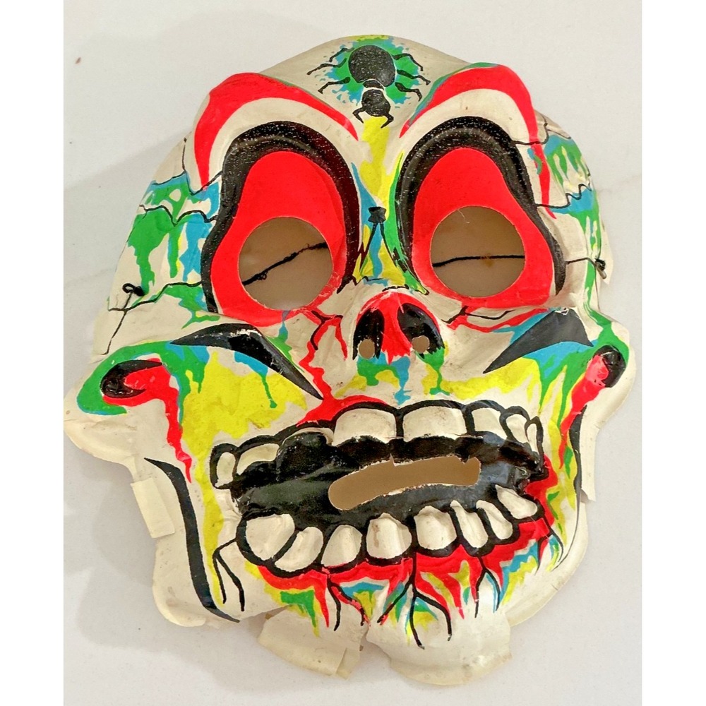1960s SKELETON MONSTER Halloween Mask Collegeville Ben Cooper Vintage Spider